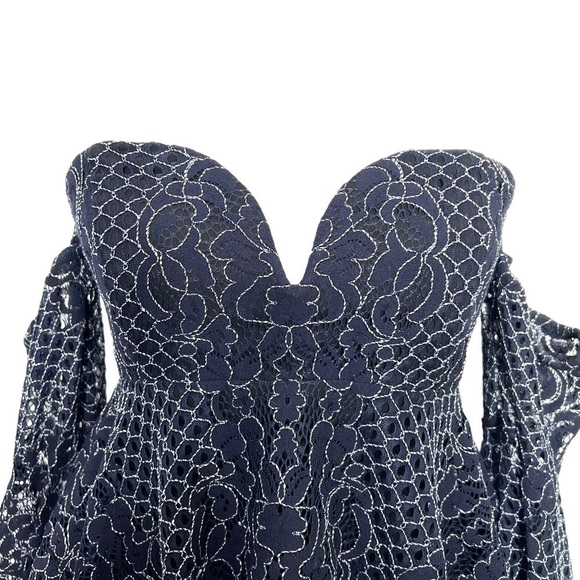 Shona Joy Navy Lace Bustier Dress Size 4 - Picture 10 of 16
